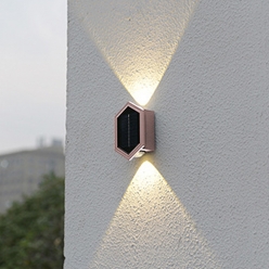 태양광 LED 로즈골드 육각 벽부등 2p